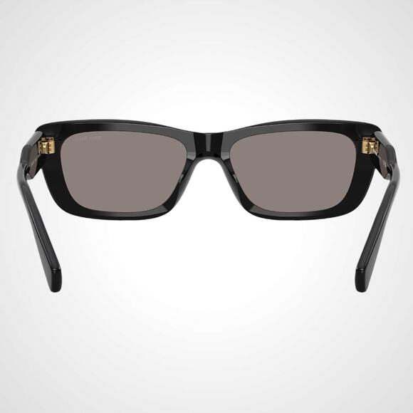 CLASSY New MIU MIU Sunglasses Black Rectangle Cat Eye Grey Lens Womens 56mm